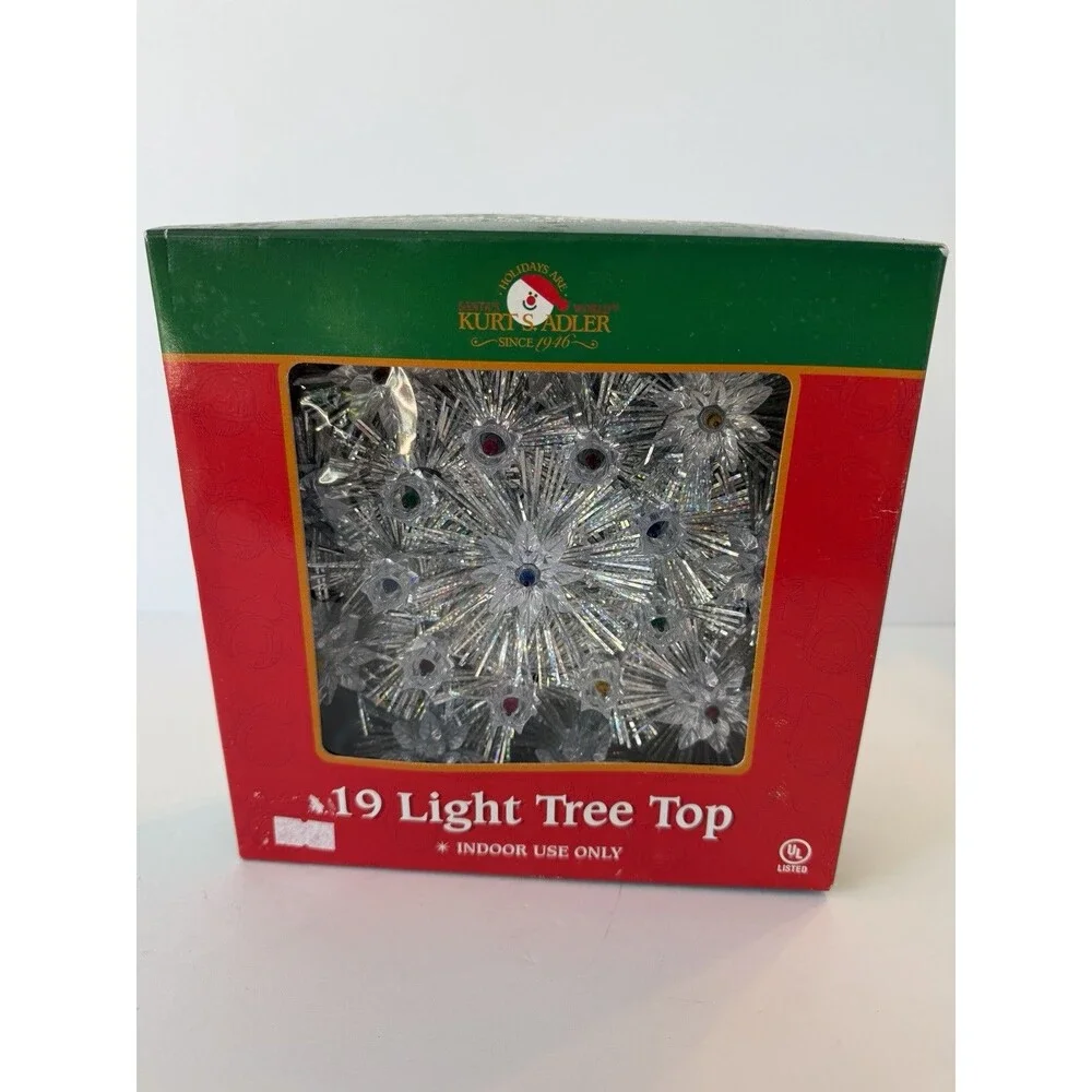 Vintage Lighted Round Tree Topper Tinsel Reflectors Floral Adler Christmas 8
